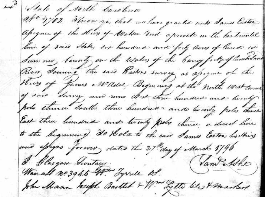 TN/NC Land Records Grant, Book C-3, Page 327, Image 1